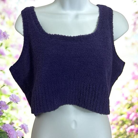 Daily Practice by Anthropologie Snuggle Purple Cropped Top Size XL Soft Fleece - Picture 2 of 8